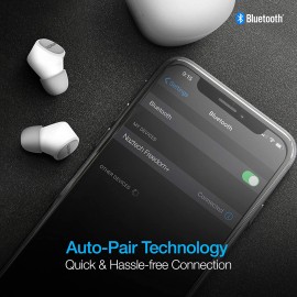 Naztech Freedom+ True Wireless Noise Cancelling Earbuds [Wireless Charging Pad & Charging Case] for Home Office, Online Classes + More (White)